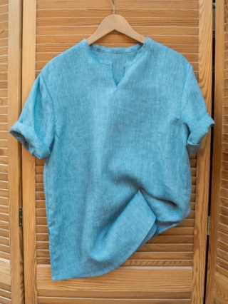 Lniany T-shirt Męski